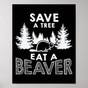 Rett einen Baum, der ein Biber frisst, ein erdgesc Poster