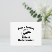 Rett einen Cowboy .. Boilermaker fahren Postkarte (Stehend Vorderseite)