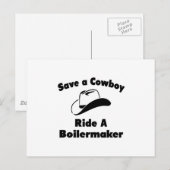 Rett einen Cowboy .. Boilermaker fahren Postkarte (Vorne/Hinten)