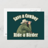 Rett einen Cowboy.. Vogelbeobachter fahren Postkarte (Vorne/Hinten)