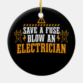 Rett einer Sicherung, die einen elektrischen Spaß  Keramik Ornament (Hinten)