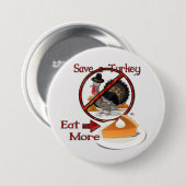 Rett einer Türkei Essen mehr Kuchen ERNTEDANK Button (Vorne & Hinten)