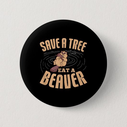 Rett eines Baumes, der einen Biberschutz isst Button (Vorderseite)