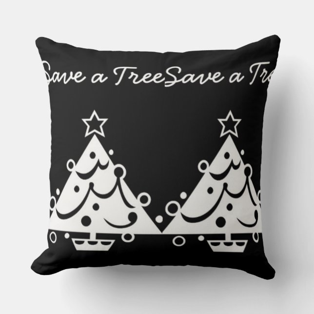 Rett eines Tree Christmas Tree Star Black and Whit Kissen (Vorderseite)
