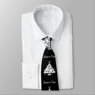 Rett eines Tree Christmas Tree Star Black and Whit Krawatte