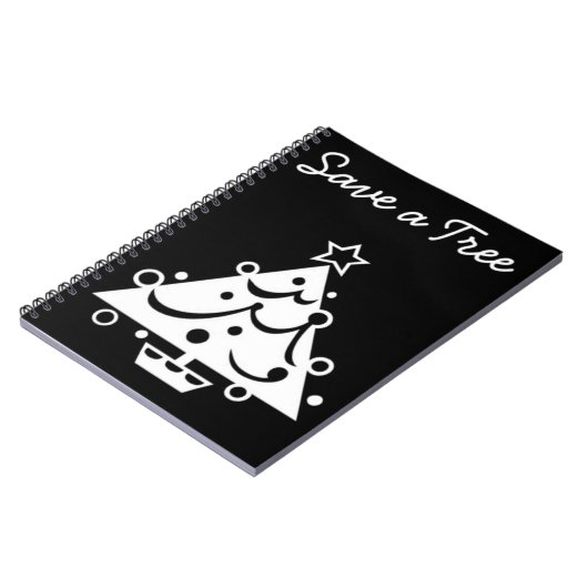 Rett eines Tree Christmas Tree Star Black and Whit Notizblock (Linke Seite)