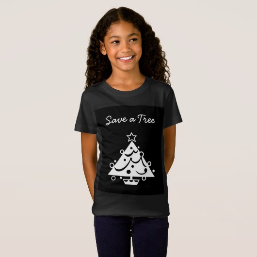 Rett eines Tree Christmas Tree Star Black and Whit T-Shirt (Vorne ganz)