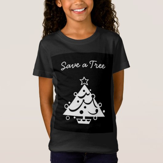 Rett eines Tree Christmas Tree Star Black and Whit T-Shirt (Vorderseite)
