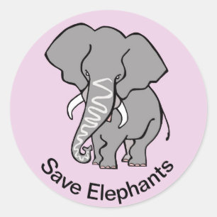 Rett ELEPHANTS - Gefährdete Tiere - Wildtiere - Ro Runder Aufkleber