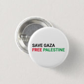 Rett Gaza Free Palestine schwarz-grün weiß Button (Vorne & Hinten)