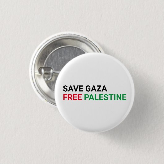 Rett Gaza Free Palestine schwarz-grün weiß Button (Vorne & Hinten)
