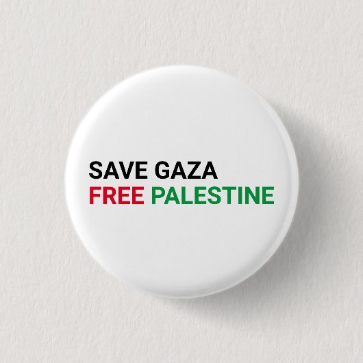 Rett Gaza Free Palestine schwarz-grün weiß Button (Vorderseite)