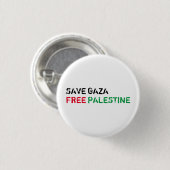 Rett Gaza Free Palestine schwarz-grün weiß Button (Vorne & Hinten)