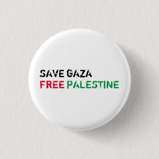 Rett Gaza Free Palestine schwarz-grün weiß Button (Vorderseite)