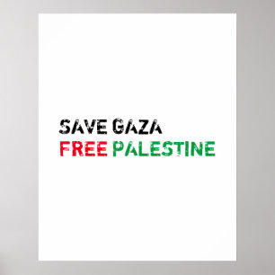 Rett Gaza Free Palestine schwarz-grün weiß Poster