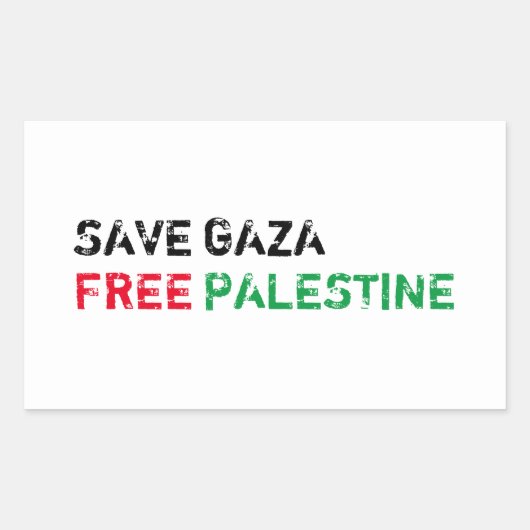 Rett Gaza Free Palestine schwarz-grün weiß Rechteckiger Aufkleber (Vorderseite)