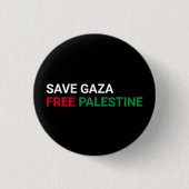 Rett Gaza Free Palestine Schwarz-weiß rot grün Button (Vorderseite)