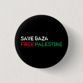 Rett Gaza Freie Palästina weiß rot grün schwarz Button (Vorderseite)