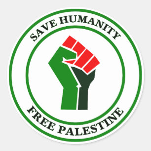 Rett Humanität, Freie Palästina, Runder Aufkleber