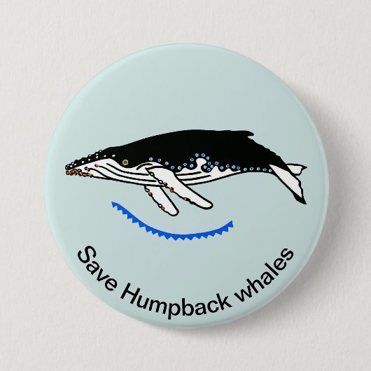 Rett Humpback WHALES - Gefährdete Tiergrafik - Button (Vorderseite)