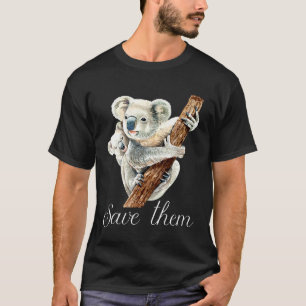 Rett ihnen Niedlichen Koala-Bär und Baby realistis T-Shirt