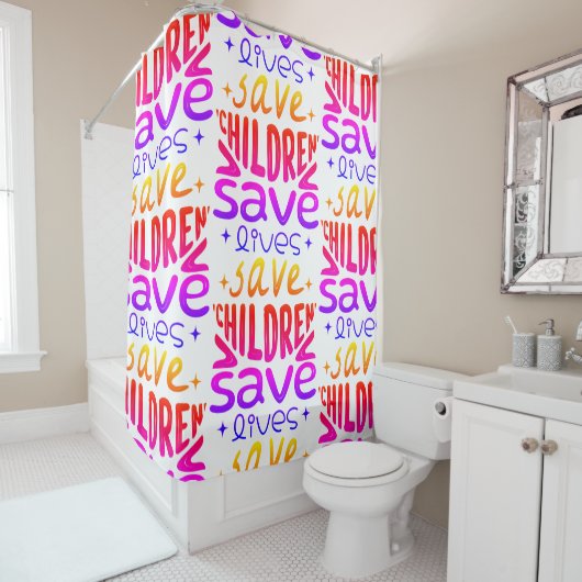 Rett Kinder, Rett Leben Duschvorhang (Beispiel)
