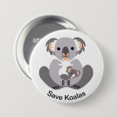 Rett KOALAS - gefährdete Tiergrafik Button (Vorne & Hinten)