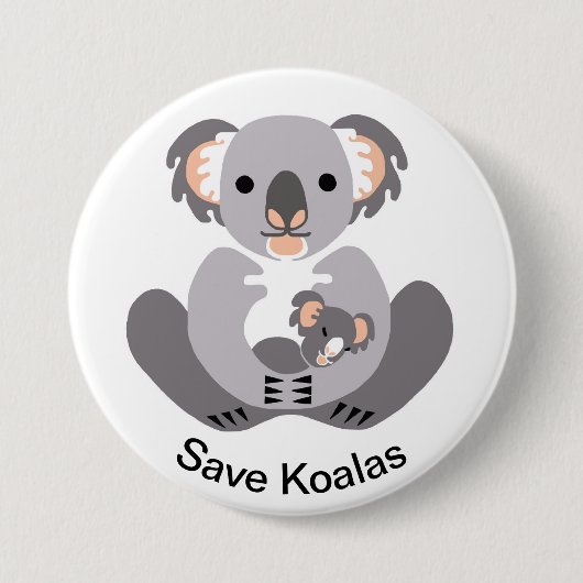 Rett KOALAS - gefährdete Tiergrafik Button (Vorderseite)