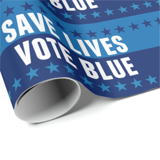 Rett Lives Vote Blue Geschenkpapier (Rolleneckpunkt)