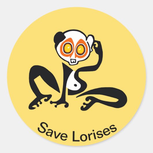 Rett LORISES - gefährdetes Tier - Gelbe Aufkleber (Vorderseite)