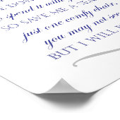 Rett mir einen Seat Navy Blue Wedding Memorial Cha Poster (Ecke)