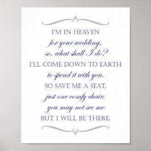 Rett mir einen Seat Navy Blue Wedding Memorial Cha Poster
