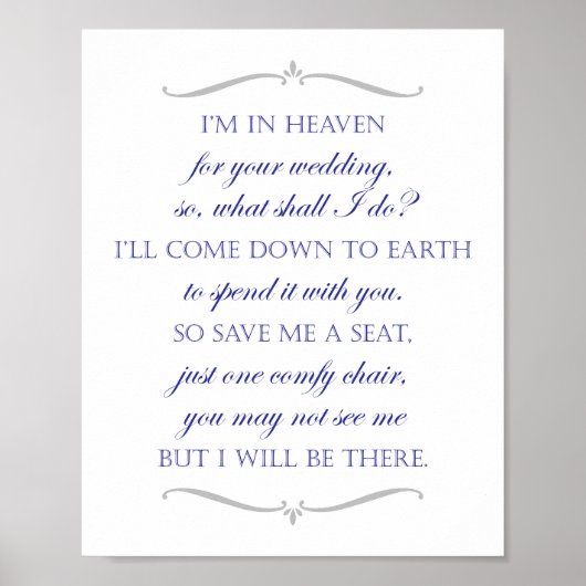Rett mir einen Seat Navy Blue Wedding Memorial Cha Poster (Vorne)