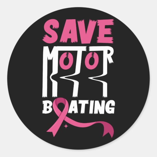 Rett Motor Boating Funny Breast Cancer Awareness Runder Aufkleber (Vorderseite)