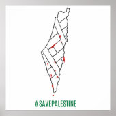 Rett Palestine bleding map - Freedom for Palestin Poster (Vorne)