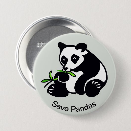 Rett PANDAS - gefährdete Tiergrafik - Grün Button (Vorne & Hinten)