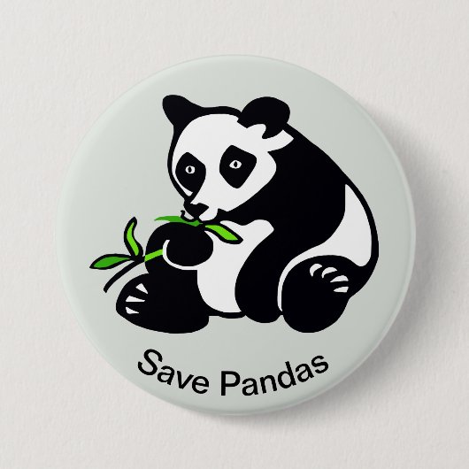 Rett PANDAS - gefährdete Tiergrafik - Grün Button (Vorderseite)