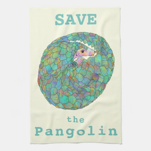 Rett Pangolins gefährdete Tierfarben Geschirrtuch (Vertikal)