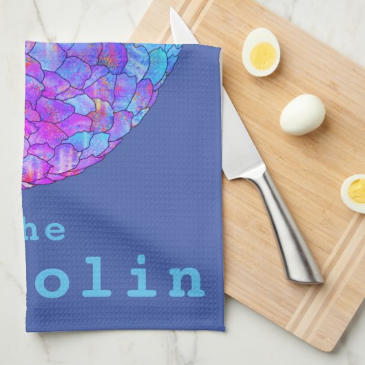 Rett Pangolins gefährdete Tierpsychedelik Geschirrtuch (Viertel Falte)