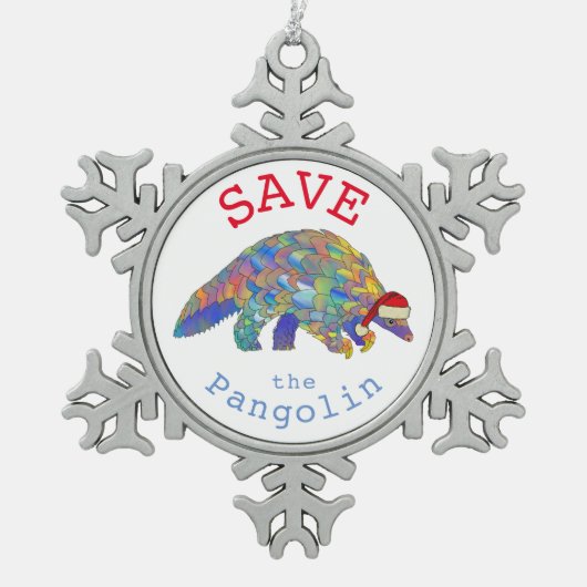 Rett Pangolins Niedlich Santa Schneeflocken Zinn-Ornament (Vorderseite)
