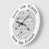 Rett Planet Earth Animals & Trees Line Zeichne Kun Große Wanduhr (Winkel)