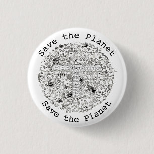 Rett Planet Earth gefährdete Tiere & Bäume Art Button