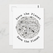 Rett Planet Erde gefährdete Tiere & Bäume Kunst Postkarte (Vorne/Hinten)