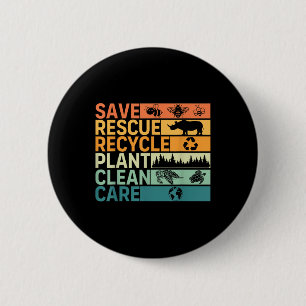 Rett Rescue Gerecycelt Pflanze Clean Care Earth Da Button