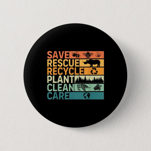 Rett Rescue Gerecycelt Pflanze Clean Care Earth Da Button (Vorderseite)