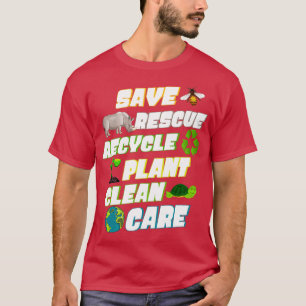 Rett Rescue Gerecycelt Pflanze Clean Care Earth Da T-Shirt