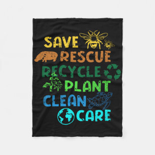 Rett Rescue Recycle Planet Klimawandel Funny Ea Fleecedecke