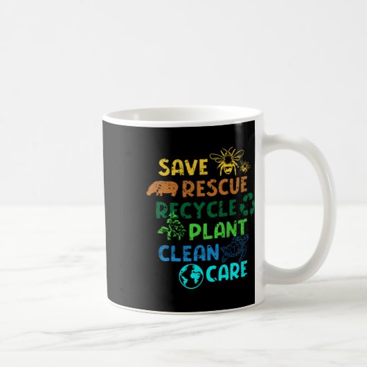 Rett Rescue Recycle Planet Klimawandel Funny Ea Kaffeetasse (Rechts)