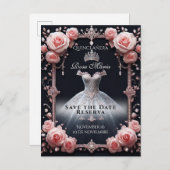 Rett/Reserva Spanisch Quinceañera Rosas Ankündigungspostkarte (Vorne/Hinten)