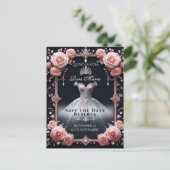 Rett/Reserva Spanisch Quinceañera Rosas Ankündigungspostkarte (Stehend Vorderseite)